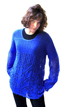 blue lace tunic on model