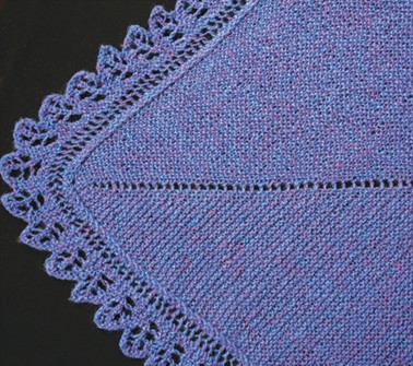 purple shawl with edging from Barbara Abbey's Knitting Lace