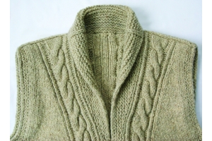 cabled shawl collar
