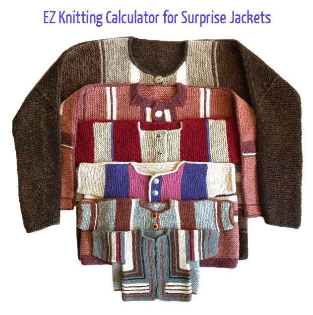 Knitting Pattern, EZ Knitting Calculator for Surprise Jackets