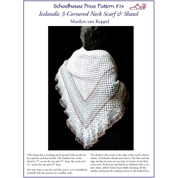 Knitting Pattern, Icelandic 3-Cornered Neck Scarf & Shawl - SPP24