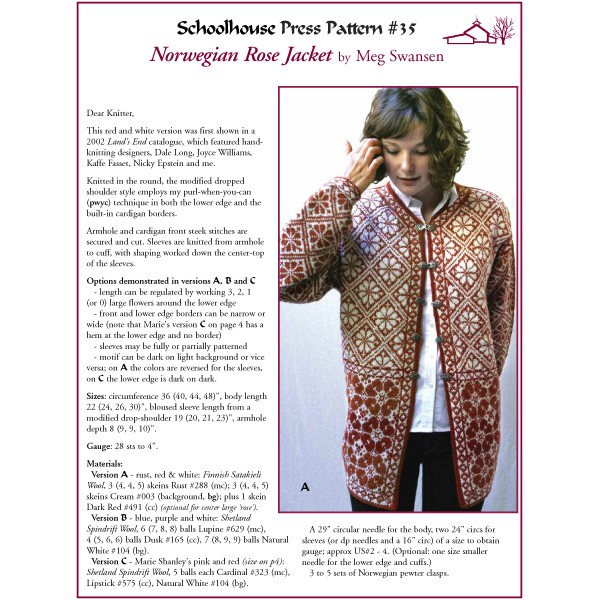 Knitting Pattern, Norwegian Rose - SPP35 | Schoolhouse Press