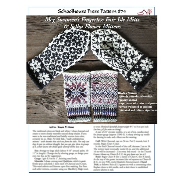 Knitting Pattern, Fingerless Fair Isle Mitts and Selbu Flower