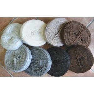 image of wheels of unspun cream, beige, caramel, dark caramel, donahue, silver, steel, and blacksheep