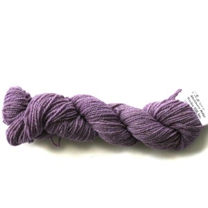 Skein of light purple Blackberry Ridge wool with tag that says Blackberry Ridge Woolen Mill, Inc.