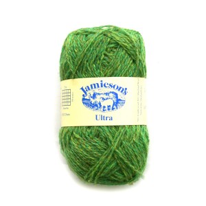 Ball of leprechaun wool with belly band that says Jamieson's Ultra