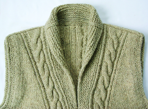 cabled shawl collar