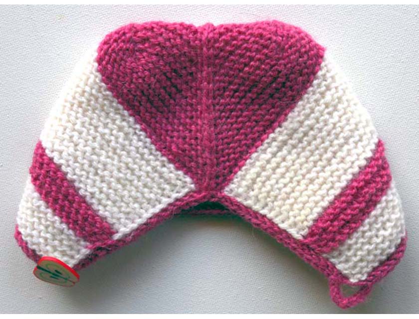 Image of a heart hat in pink and cream