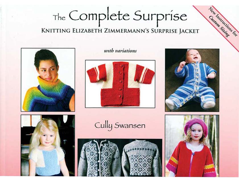 cover of the book the Complete Surprise showing all the different variations, pink faded background and various images of garments