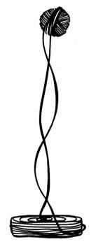 black and white drawing of making a ball from a wheel of unspun icelandic wool