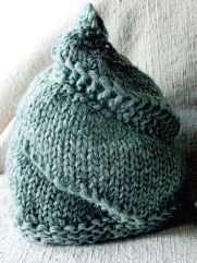 spiraling cone, snail hat in unspun green