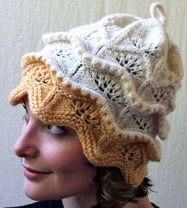 duerer fancy knitted hat in yellow and cream