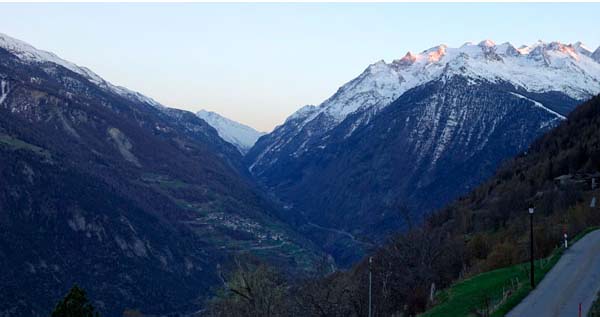 Sunset over mountains in Italy